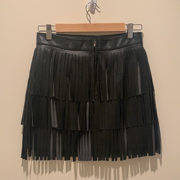 Fringe Black Mini Skirt - Picture 3 of 6